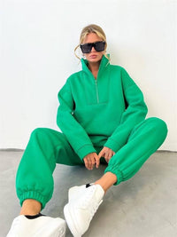 Liesbeth | Women's Zip Fleece Two-Piece Set in Green