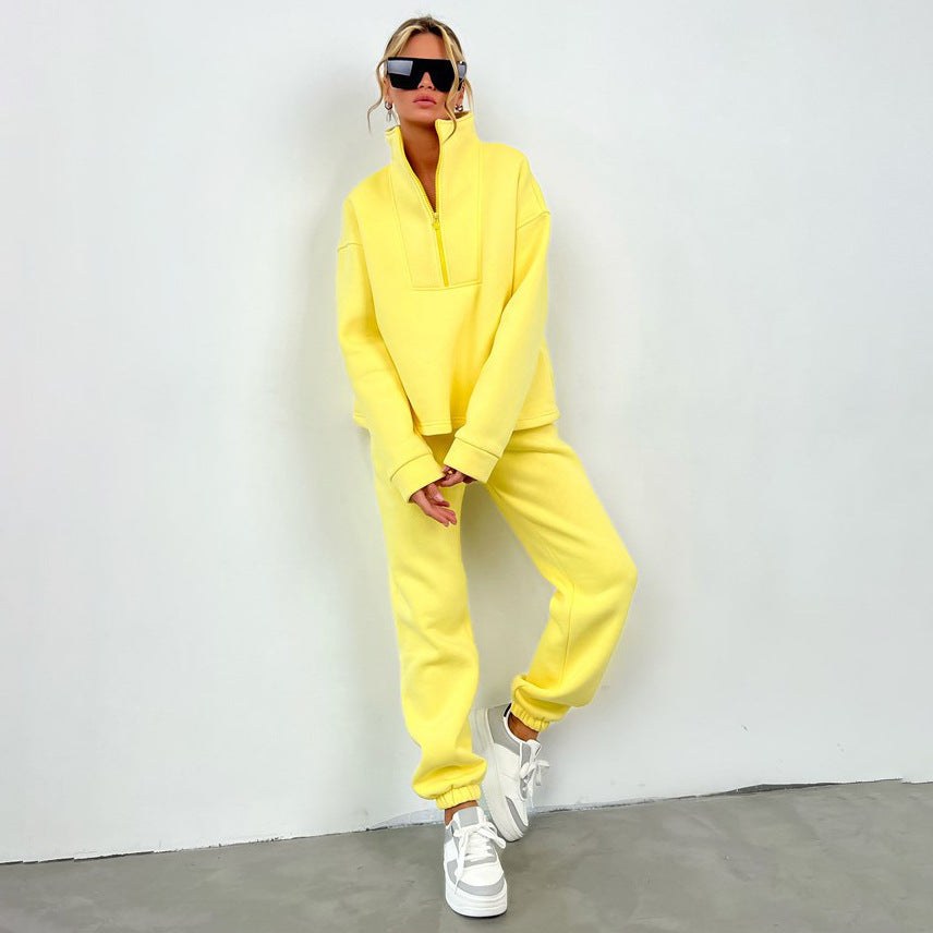 Liesbeth | Women's Zip Fleece Two-Piece Set in Yellow
