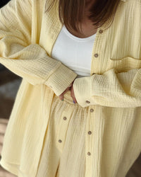 Lilith | Women's Long Sleeve Pockets Shirt in Yellow