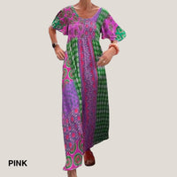 Lilith | Women's Paisley Maxi Short Sleeve Dress in Pink
