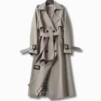 Lindsay | Women's Classic Fitted Winter Trench Coat with Belt in Gray