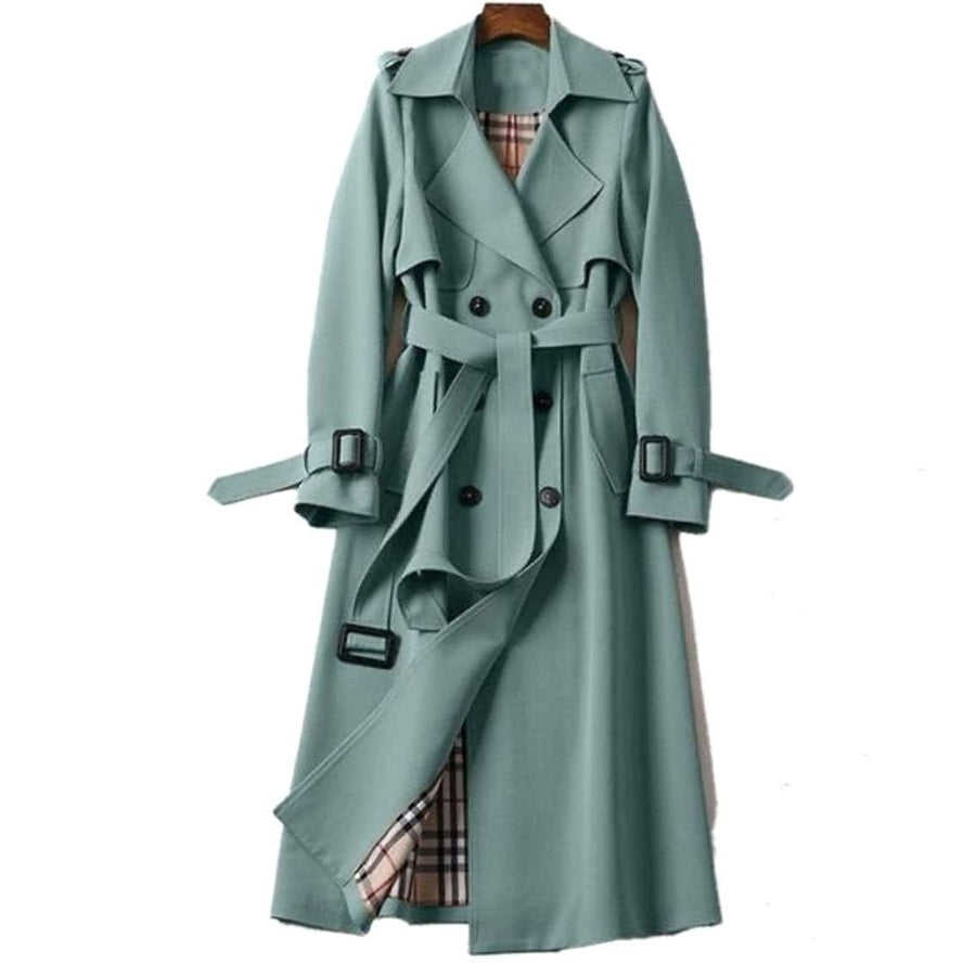 Lindsay | Women's Classic Fitted Winter Trench Coat with Belt in Green