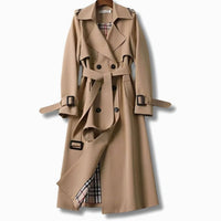 Lindsay | Women's Classic Fitted Winter Trench Coat with Belt in Khaki