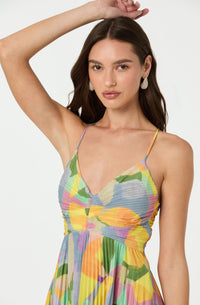 Linnea | Women's Pleated Maxi Cross Tie Back Dress