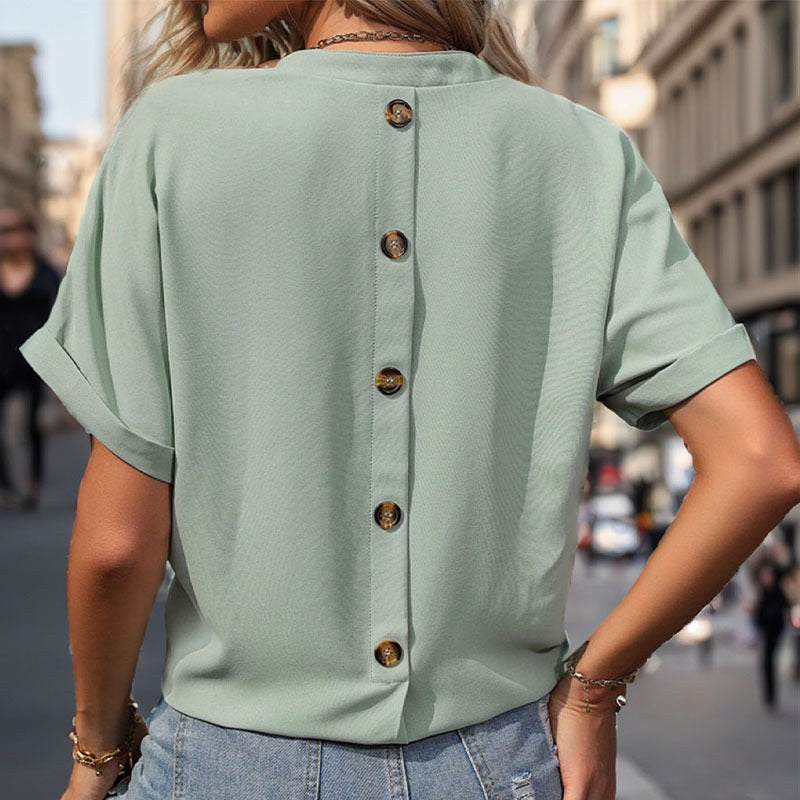 Lisabetta | Women's V-Neck Blouse Top in Minz Green