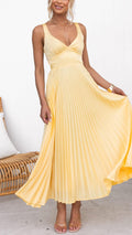 Lisette | Women's Pleated V-Neck Maxi Dress