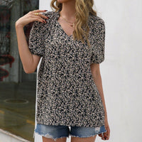 Lisveth | Women's Ruffle Detail Floral Blouse in Black