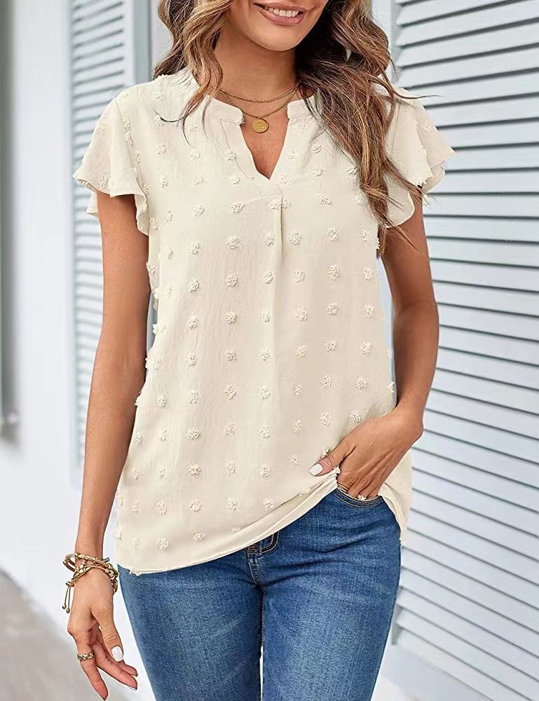 Livia | Women's Ruffle Detail Elegant Blouse in Apricot