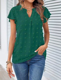 Livia | Women's Ruffle Detail Elegant Blouse in Green