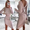 Livia | Women's Asymmetric Bodycon Long Sleeve Ruched Dress