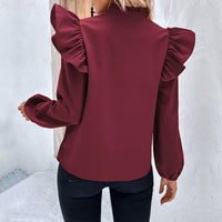 Lodovica | Women's Ruffle Detail Blouse in Wine Red