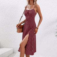 Lois | Women's Polka Dot Midi Split Dress