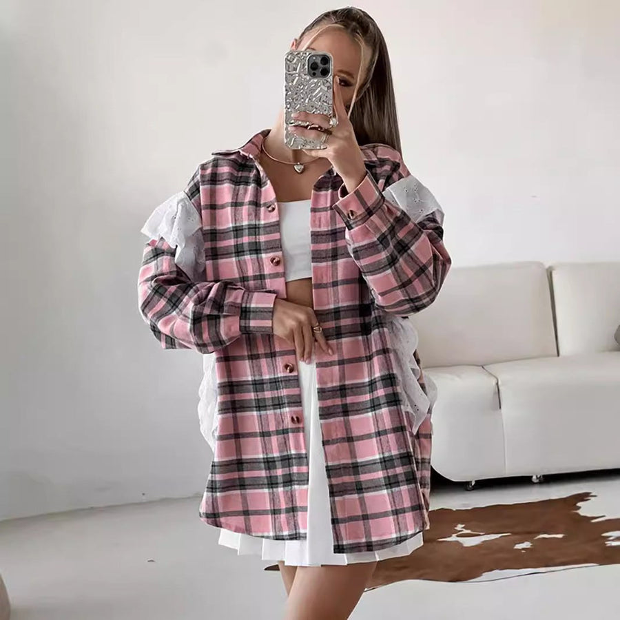 Lois | Women's Plaid Ruffle Blouse