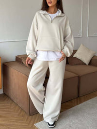 Lorelei | Women's Zip Fleece Two-Piece Set in Apricot