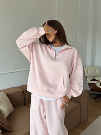 Lorelei | Women's Zip Fleece Two-Piece Set in Pink