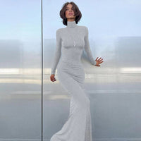 Lorena | Women's Bodycon Long Sleeve Elegant Dress in Gray