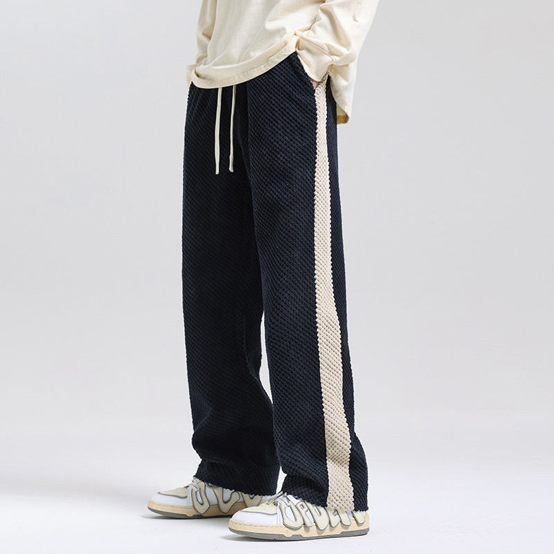 Loretta | Women's Textured Striped Casual Pants in Black