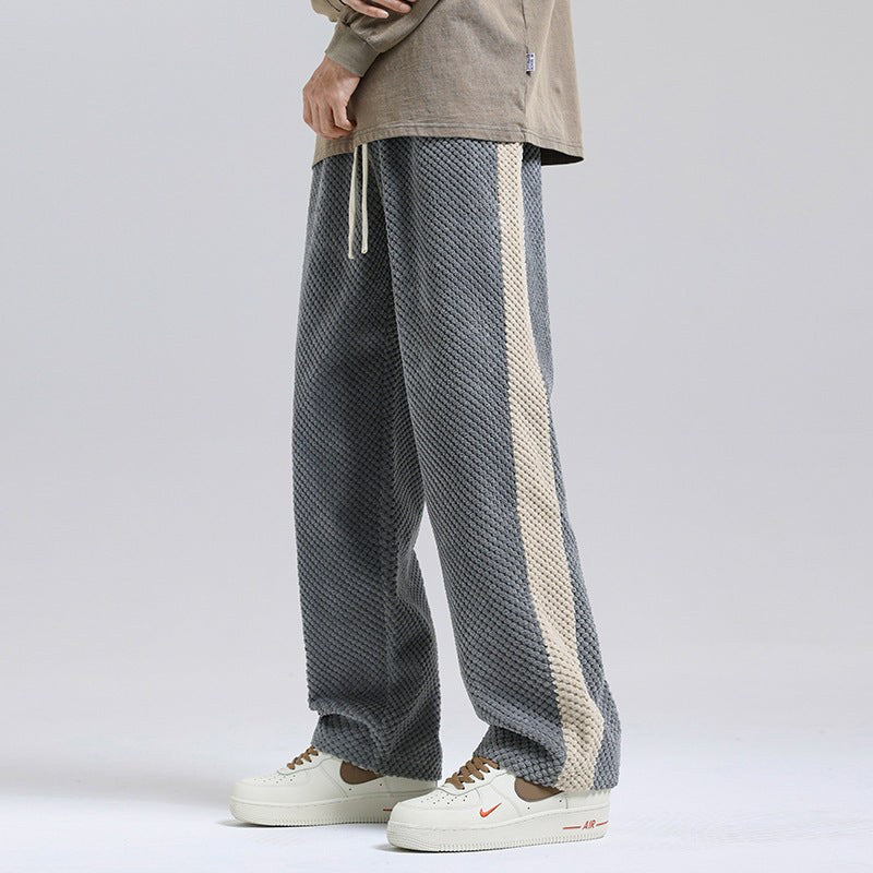Loretta | Women's Textured Striped Casual Pants in Dark Gray