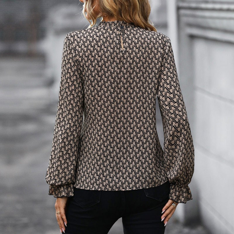 Lorraine | Women's Wrap Voluminous Chic Blouse in Khaki