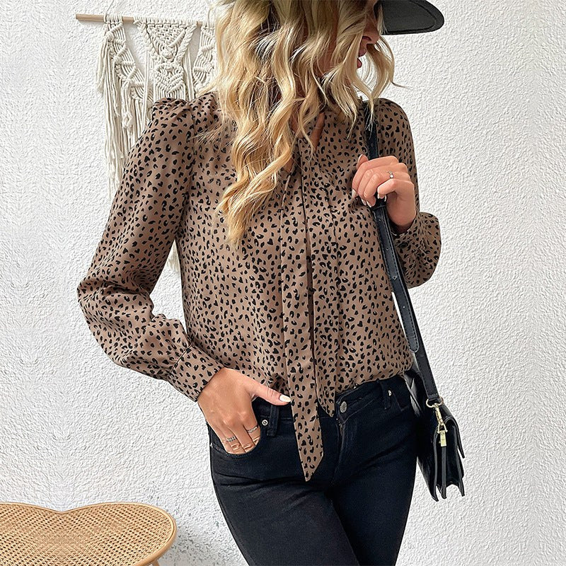 Lotta | Women's Leopard Print Blouse in Khaki