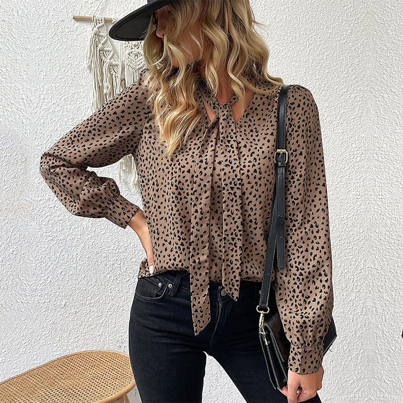 Lotta | Women's Leopard Print Blouse in Khaki