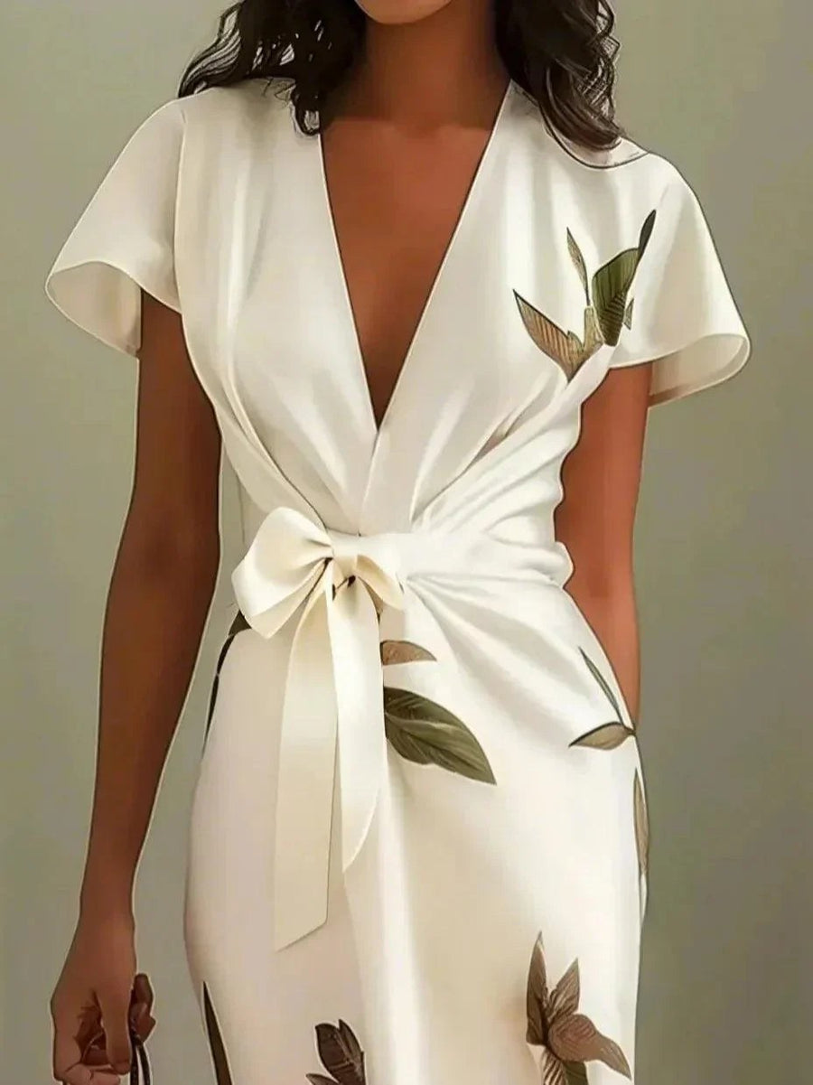 Lottie | Women's Printed Wrap Tie Waist Dress