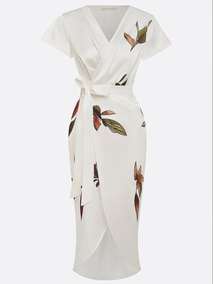Lottie | Women's Printed Wrap Tie Waist Dress