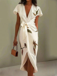 Lottie | Women's Printed Wrap Tie Waist Dress