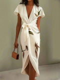 Lottie | Women's Printed Wrap Tie Waist Dress