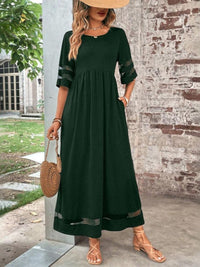 Louisa | Women's Round Neck Maxi Dress in Dark Green