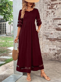 Louisa | Women's Round Neck Maxi Dress in Red
