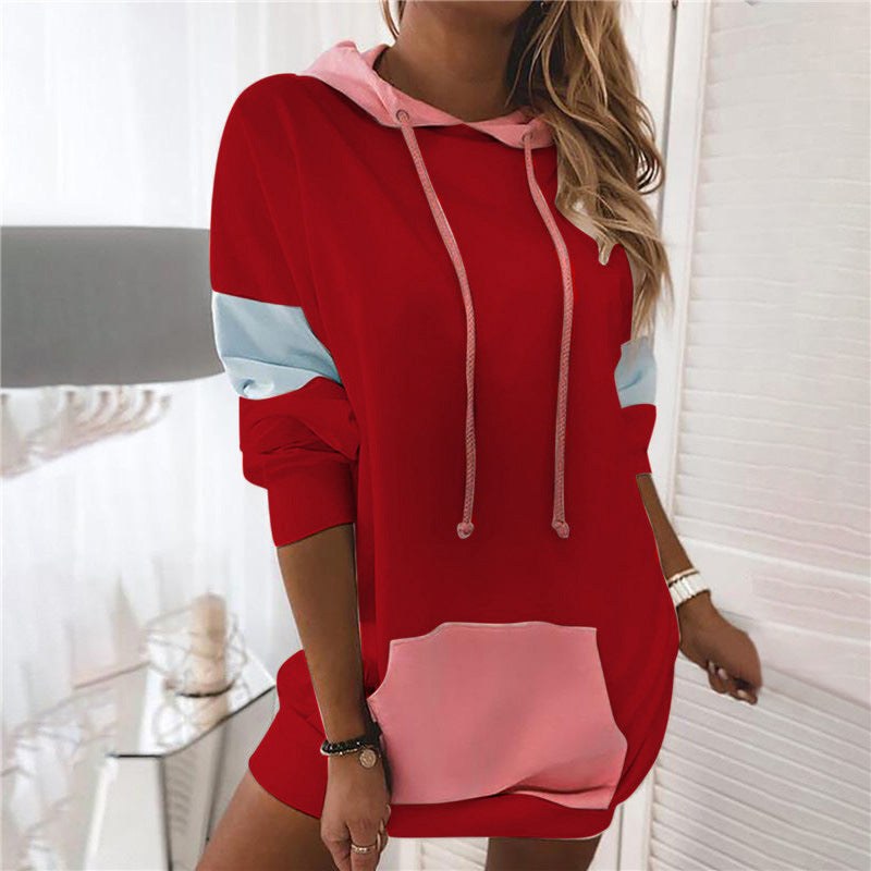 Louisa | Women's Pockets Hooded Dress – Casual Dress in Red
