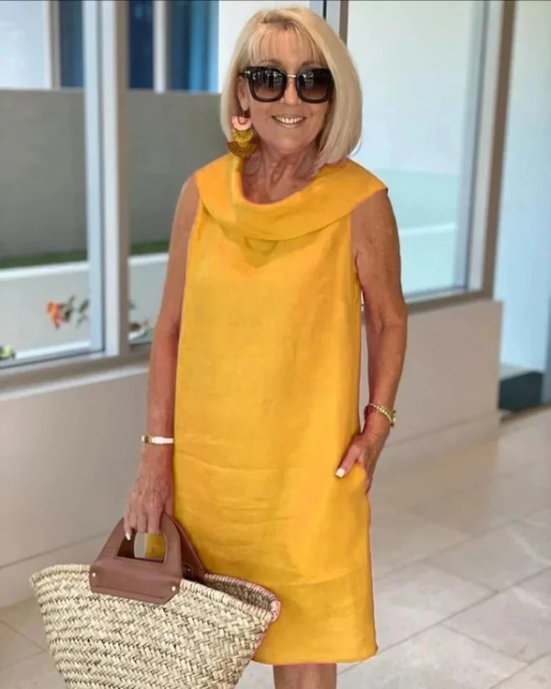 Lucia | Women's Sleeveless Knee Length Dress in Yellow