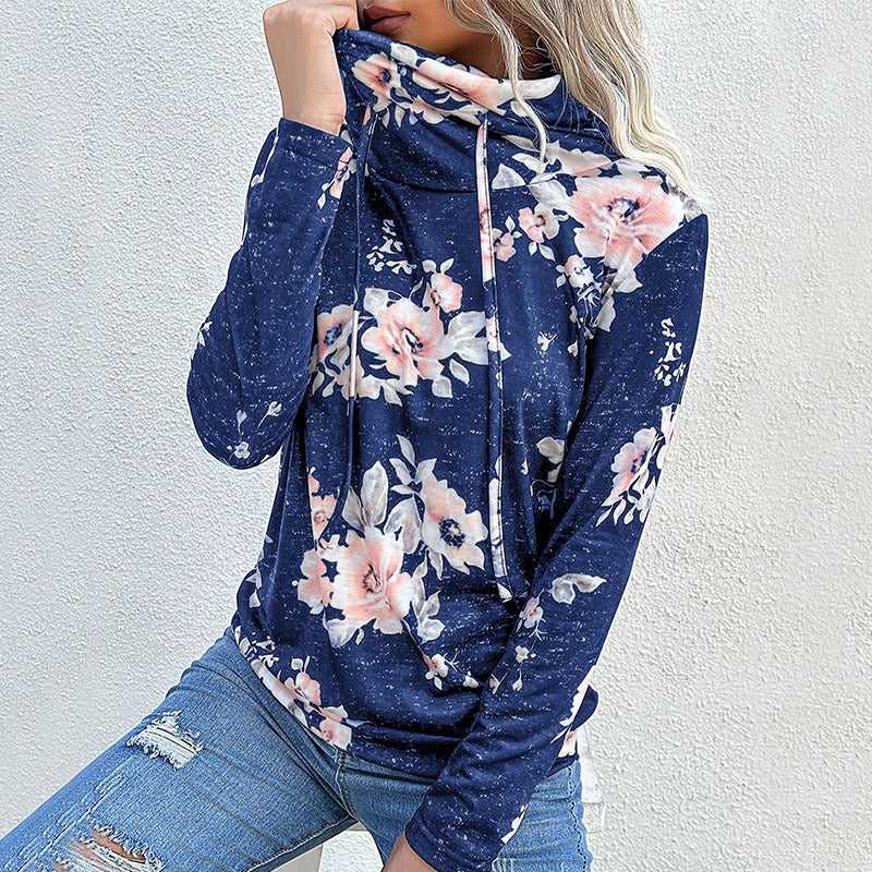 Lucinda | Women's Hooded Floral Modern Hoodie in Blue