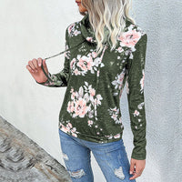 Lucinda | Women's Hooded Floral Modern Hoodie in Olive Green