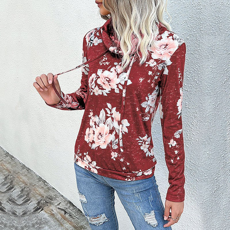 Lucinda | Women's Hooded Floral Modern Hoodie in Red