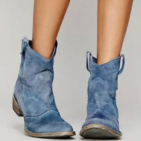 Lucy | Women's Suede Western Boots with Low Heel in Blue