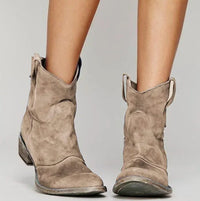 Lucy | Women's Suede Western Boots with Low Heel in Brown