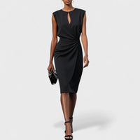 Ludivine | Women's Sleeveless Midi with Keyhole Dress in Black