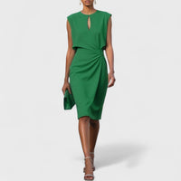 Ludivine | Women's Sleeveless Midi with Keyhole Dress in Green