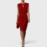 Ludivine | Women's Sleeveless Midi with Keyhole Dress in Red