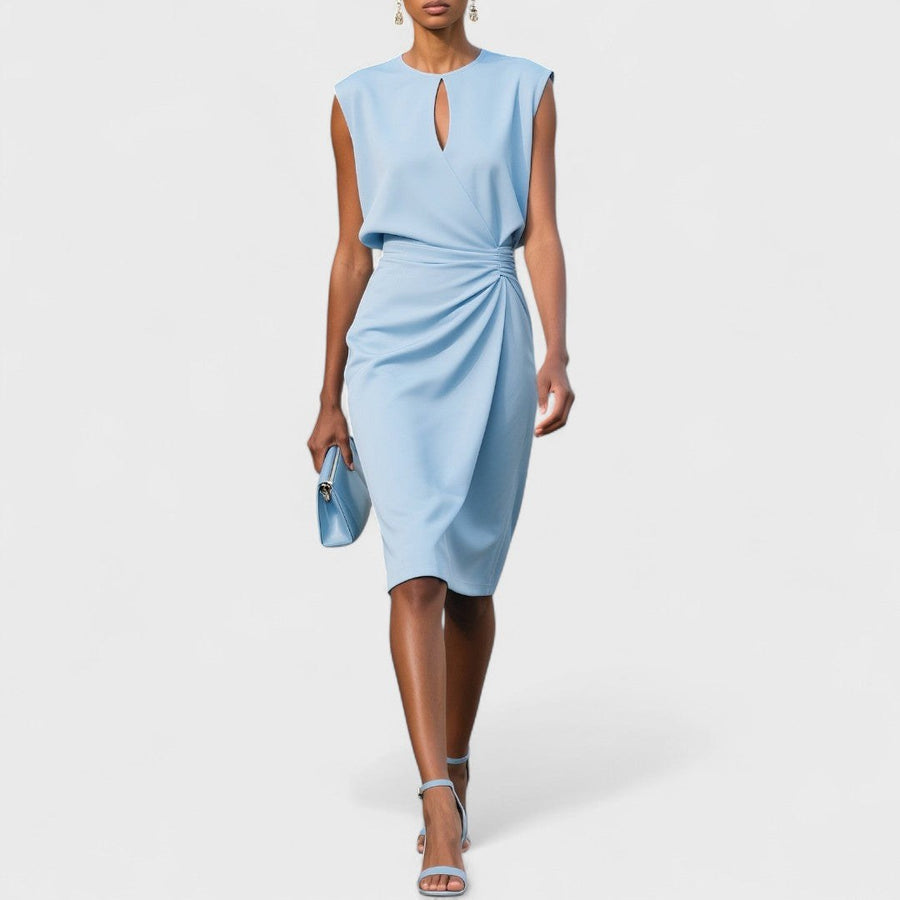 Ludivine | Women's Sleeveless Midi with Keyhole Dress in Sky Blue