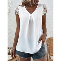 Ludovica | Women's V-Neck Lace Blouse in White