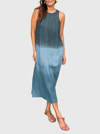 Luisa | Women's Sleeveless Ombre Midi Dress in Blue