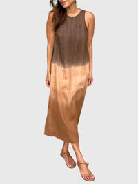 Luisa | Women's Sleeveless Ombre Midi Dress in Brown