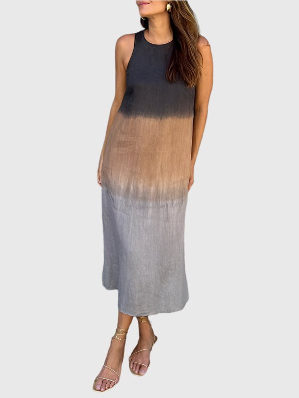 Luisa | Women's Sleeveless Ombre Midi Dress in Dark Gray