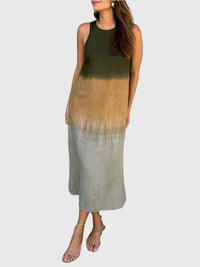 Luisa | Women's Sleeveless Ombre Midi Dress in Dark Green