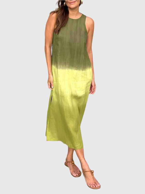 Luisa | Women's Sleeveless Ombre Midi Dress in Green