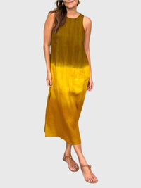 Luisa | Women's Sleeveless Ombre Midi Dress in Yellow