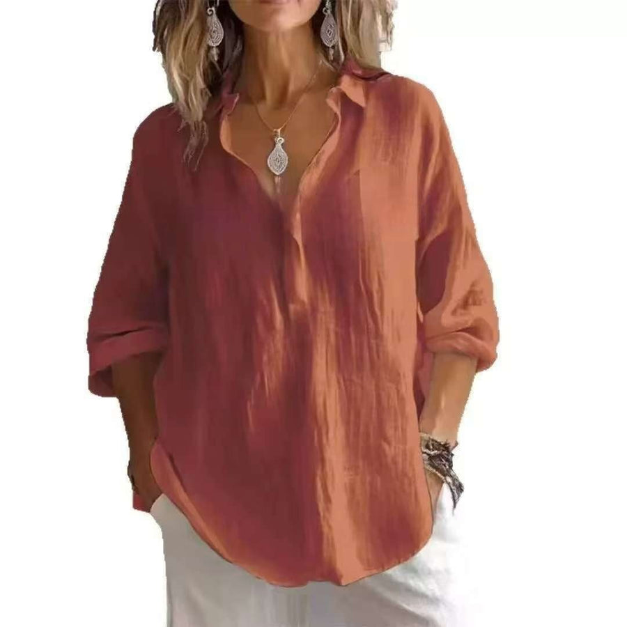 Luitgard | Women's Lightweight Blouse in Brick Red